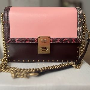 Coach X Jennifer Lopez Hutton Shoulder Bag In Colorblock With Snakeskin Detail